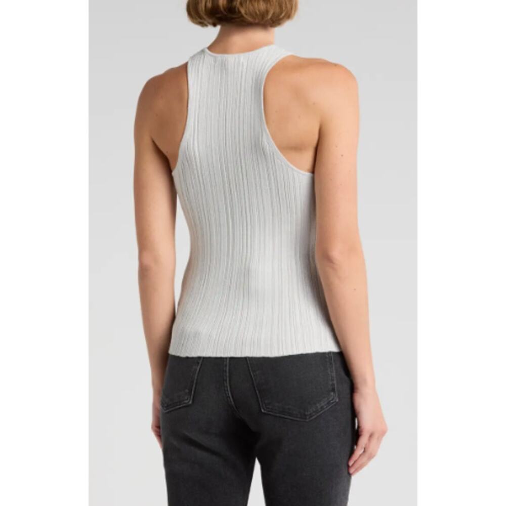 MADEWELL Signature Shimmer Cutaway Sweater Tank Small Silver Vapor Knit NWT - Picture 2 of 10
